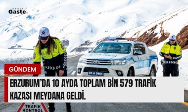 Erzurum’da polis ve jandarma bölgesinde 10 ayda toplam bin 579 trafik kazası meydana geldi.