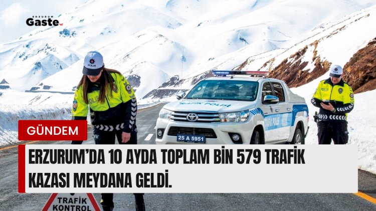 Erzurum’da polis ve jandarma bölgesinde 10 ayda toplam bin 579 trafik kazası meydana geldi.